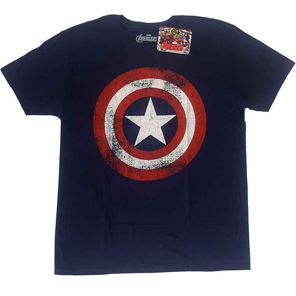 Marvel Comics Unisex T Shirt Captain America Distressed Shield Blue